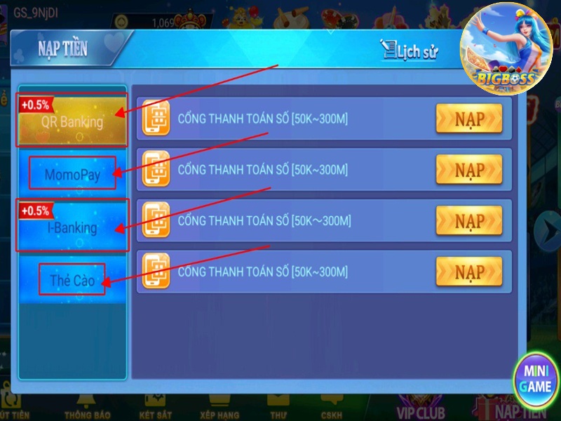 nạp tiền bigboss qua QR