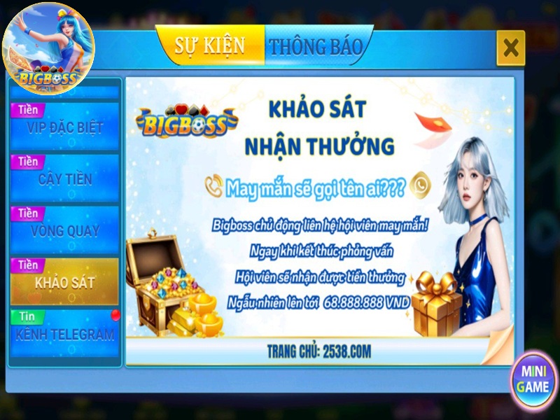 Bigboss khảo sát nhận thưởng
