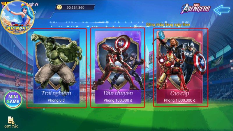 Giao diện game tải bigboss hiện đại chơi nổ hủ mượt trên mọi thiết bị